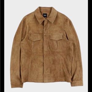 Hugo BOSS Tan Lamb Suede Buttoned Jacket